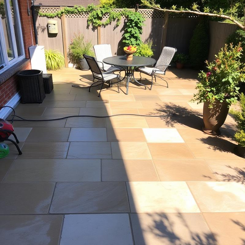 Gereinigte Terrasse nach Hochdruckreinigung
